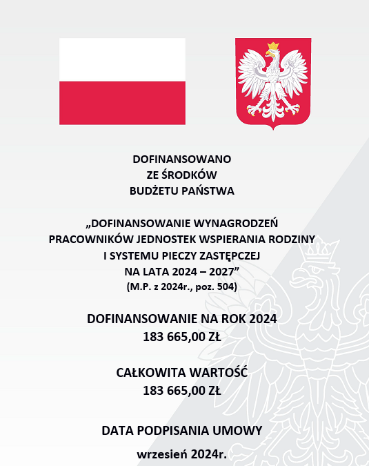 Dofinansowanie wynagrodzeń pracowników jednostek wspierania rodziny i systemu pieczy zastępczej na lata 2024-2027