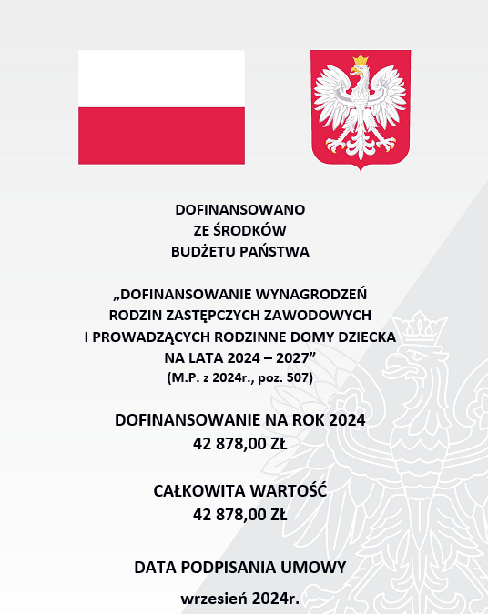 Dofinansowanie wynagrodzeń rodzin zastępczych zawodowych i prowadzących rodzinne domy dziecka na lata 2024-2027