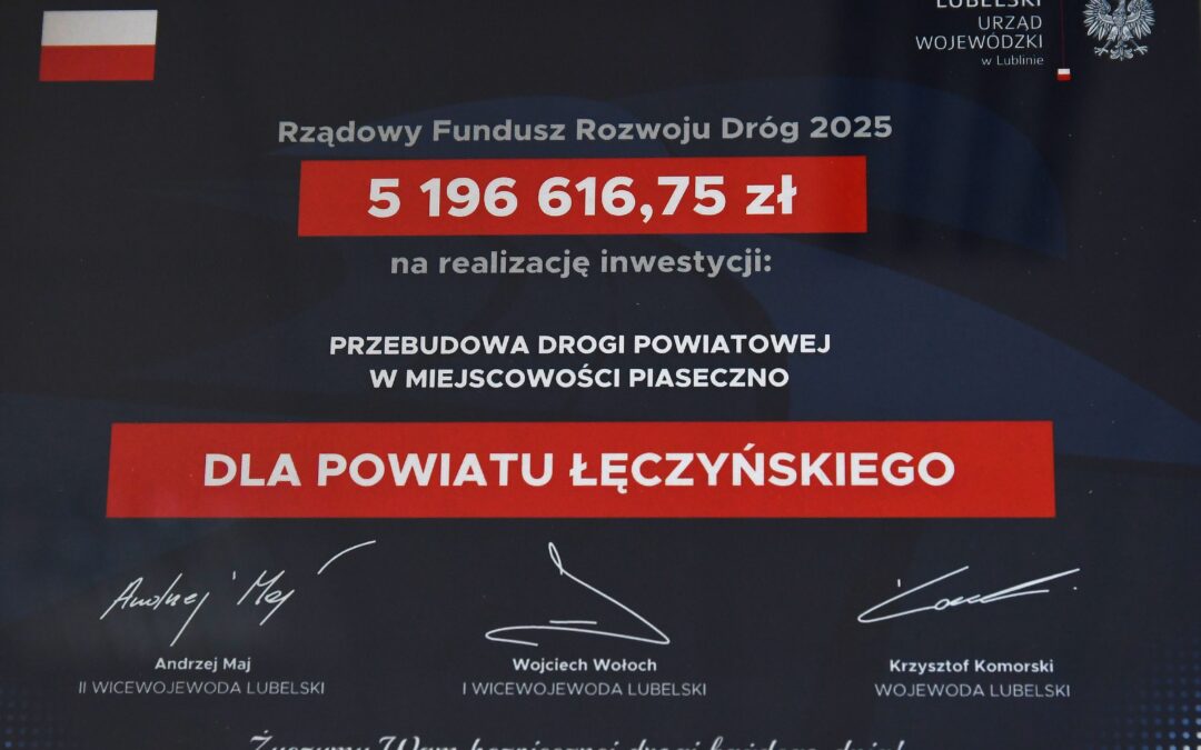 Dofinansowanie na przebudowę drogi powiatowej 1714L w Piasecznie