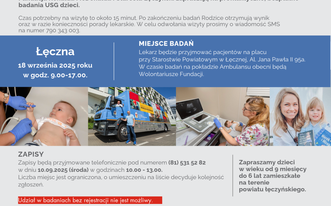 Bezpłatne Badania USG dla Dzieci – Program „NIE nowotworom u dzieci” Fundacji Ronalda McDonalda w Łęcznej